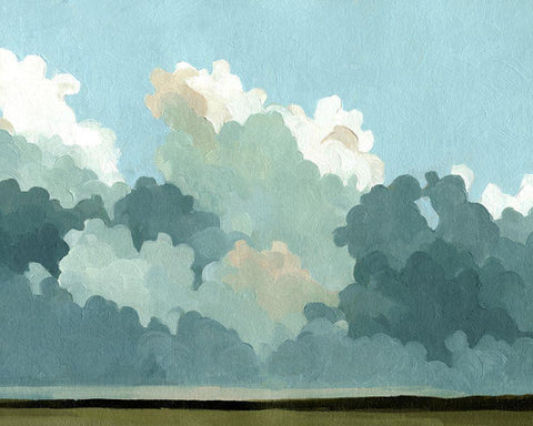 Cumulus Terrain III White Modern Wood Framed Art Print with Double Matting by Caroline, Emma