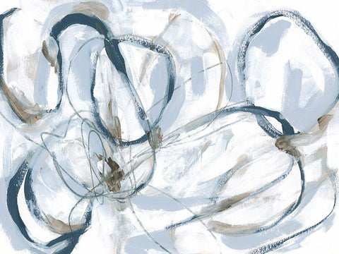 Indigo Cloverleaf II White Modern Wood Framed Art Print with Double Matting by Vess, June Erica