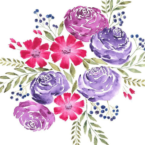 Dreaming of Flowers II White Modern Wood Framed Art Print with Double Matting by Moore, Regina