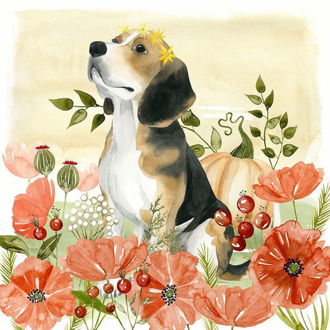 Harvest Hounds II Black Ornate Wood Framed Art Print with Double Matting by Popp, Grace