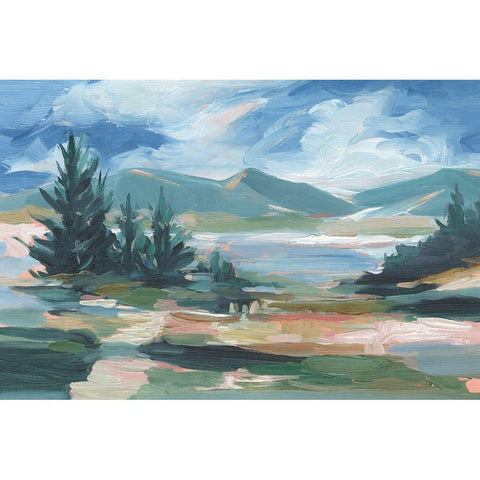 Pastel Lake View I Black Modern Wood Framed Art Print by Harper, Ethan