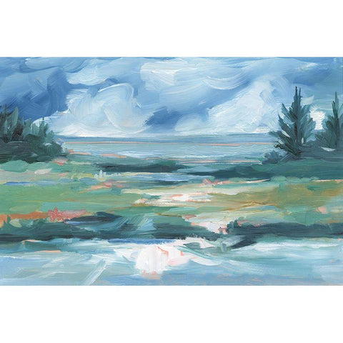 Pastel Lake View II White Modern Wood Framed Art Print by Harper, Ethan