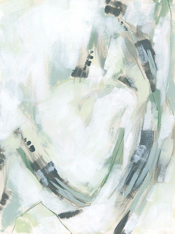 Verdigris Cascade II White Modern Wood Framed Art Print with Double Matting by Vess, June Erica