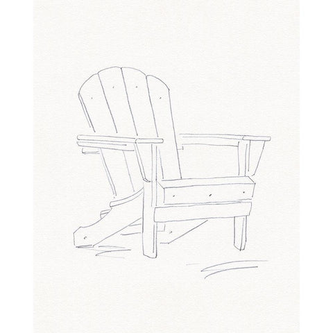 Adirondack Chair Sketch I White Modern Wood Framed Art Print by Green, Jacob