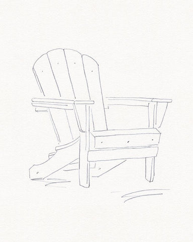 Adirondack Chair Sketch I Black Ornate Wood Framed Art Print with Double Matting by Green, Jacob