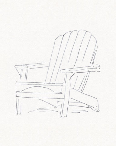 Adirondack Chair Sketch II White Modern Wood Framed Art Print with Double Matting by Green, Jacob
