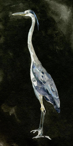 Ebony Egret I Black Ornate Wood Framed Art Print with Double Matting by Caroline, Emma