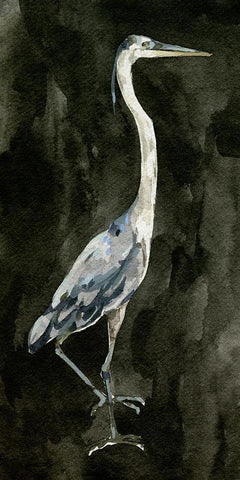 Ebony Egret II Black Ornate Wood Framed Art Print with Double Matting by Caroline, Emma