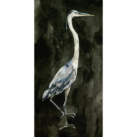 Ebony Egret II Black Modern Wood Framed Art Print by Caroline, Emma