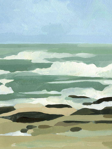 Abstracted Coastline I Black Ornate Wood Framed Art Print with Double Matting by Caroline, Emma