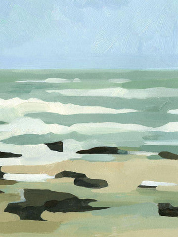 Abstracted Coastline II Black Ornate Wood Framed Art Print with Double Matting by Caroline, Emma