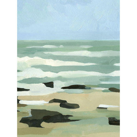 Abstracted Coastline II Black Modern Wood Framed Art Print by Caroline, Emma
