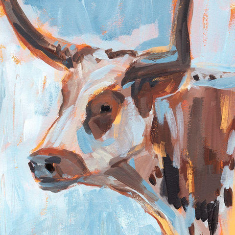 Vivid Cattle II White Modern Wood Framed Art Print with Double Matting by Warren, Annie