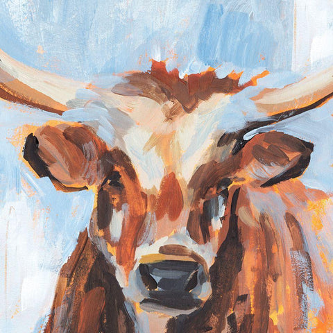 Vivid Cattle IV White Modern Wood Framed Art Print with Double Matting by Warren, Annie