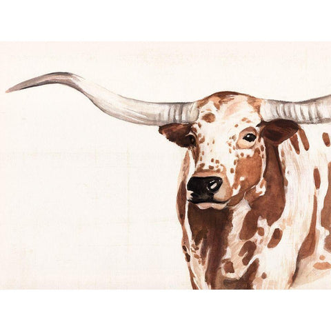 Spotted Steer II White Modern Wood Framed Art Print by Warren, Annie