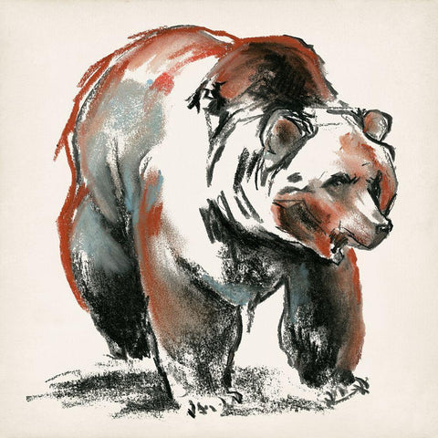 Brown Bear Gestures I White Modern Wood Framed Art Print by Parker, Jennifer Paxton