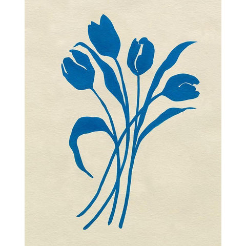 Blue Tulips II Black Modern Wood Framed Art Print by Caroline, Emma
