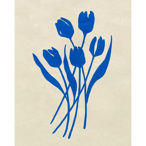 Blue Tulips IV Black Modern Wood Framed Art Print with Double Matting by Caroline, Emma