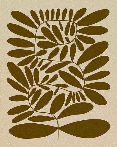 70s Sprig I White Modern Wood Framed Art Print with Double Matting by Caroline, Emma