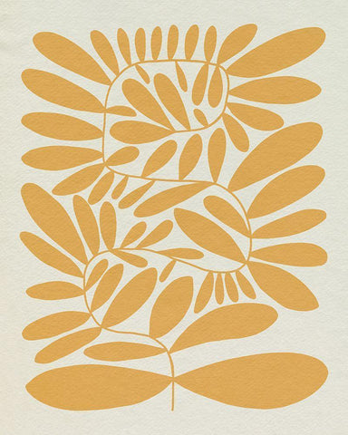 70s Sprig III White Modern Wood Framed Art Print with Double Matting by Caroline, Emma