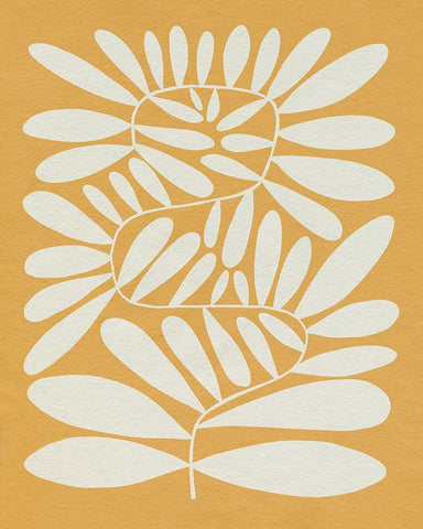 70s Sprig IV White Modern Wood Framed Art Print with Double Matting by Caroline, Emma