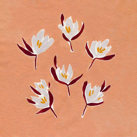 Ditsy Blooms I Black Modern Wood Framed Art Print with Double Matting by Caroline, Emma