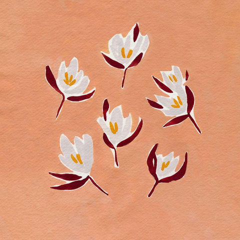 Ditsy Blooms II Gold Ornate Wood Framed Art Print with Double Matting by Caroline, Emma