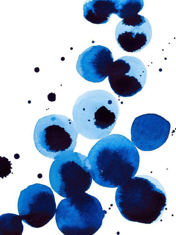 Blue Drops I Black Ornate Wood Framed Art Print with Double Matting by Warren, Annie