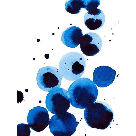 Blue Drops I Black Modern Wood Framed Art Print by Warren, Annie