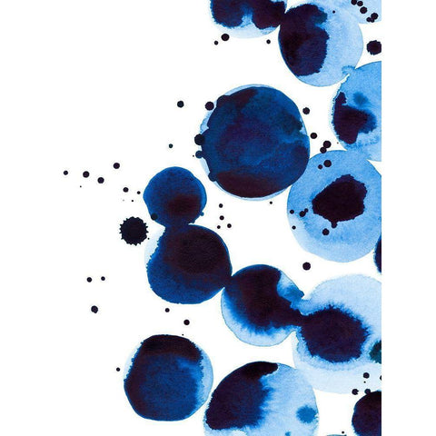 Blue Drops II Black Modern Wood Framed Art Print with Double Matting by Warren, Annie