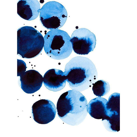 Blue Drops III White Modern Wood Framed Art Print by Warren, Annie