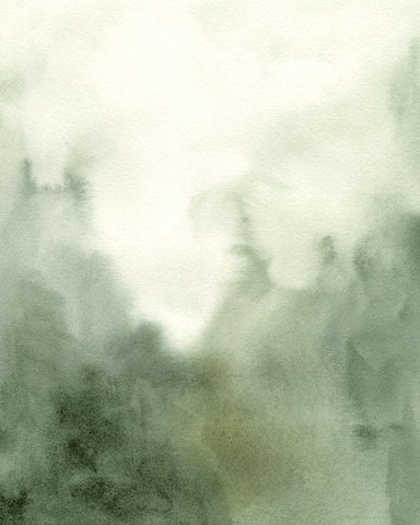 Verdant Fog I White Modern Wood Framed Art Print with Double Matting by Caroline, Emma