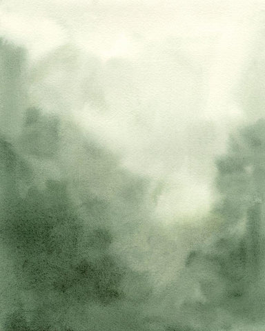 Verdant Fog II White Modern Wood Framed Art Print with Double Matting by Caroline, Emma