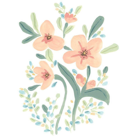 Naive Garden Posey III White Modern Wood Framed Art Print by Vess, June Erica