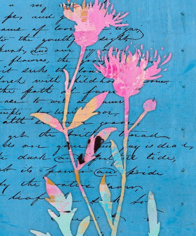 Thistle Notes I White Modern Wood Framed Art Print with Double Matting by Smith, Karen