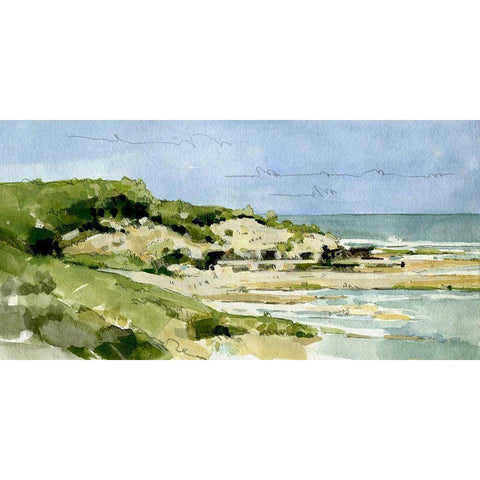 Coastal Sketch I Black Modern Wood Framed Art Print by Caroline, Emma