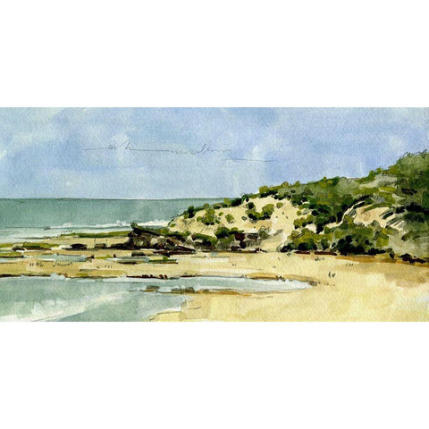 Coastal Sketch II Black Modern Wood Framed Art Print with Double Matting by Caroline, Emma