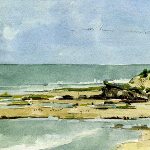 Coastal Sketch V Black Modern Wood Framed Art Print with Double Matting by Caroline, Emma