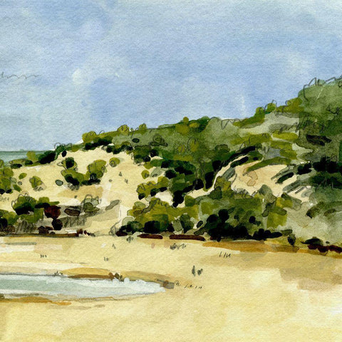 Coastal Sketch VI Black Modern Wood Framed Art Print by Caroline, Emma