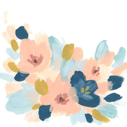 Drybrush Bouquet I Black Modern Wood Framed Art Print with Double Matting by Vess, June Erica