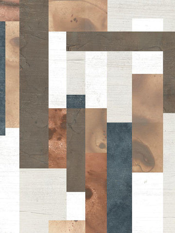 Earthen Interlock I White Modern Wood Framed Art Print with Double Matting by Vess, June Erica