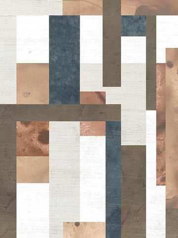 Earthen Interlock II White Modern Wood Framed Art Print with Double Matting by Vess, June Erica