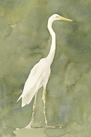 Emerald Heron I Black Ornate Wood Framed Art Print with Double Matting by Caroline, Emma