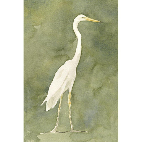 Emerald Heron I Gold Ornate Wood Framed Art Print with Double Matting by Caroline, Emma