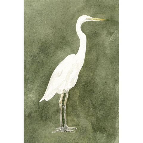 Emerald Heron III White Modern Wood Framed Art Print by Caroline, Emma