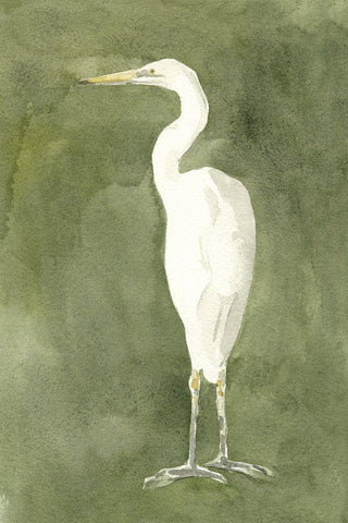 Emerald Heron IV White Modern Wood Framed Art Print with Double Matting by Caroline, Emma