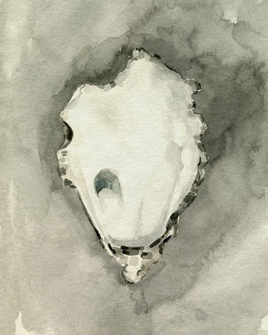 Neutral Oyster Shell I Black Ornate Wood Framed Art Print with Double Matting by Caroline, Emma