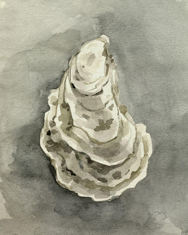 Neutral Oyster Shell IV White Modern Wood Framed Art Print with Double Matting by Caroline, Emma