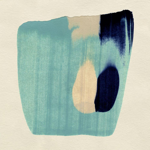 Teal Swipe I Black Modern Wood Framed Art Print by Caroline, Emma