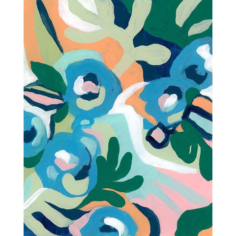 Bright Floral Dance I White Modern Wood Framed Art Print by Vess, June Erica